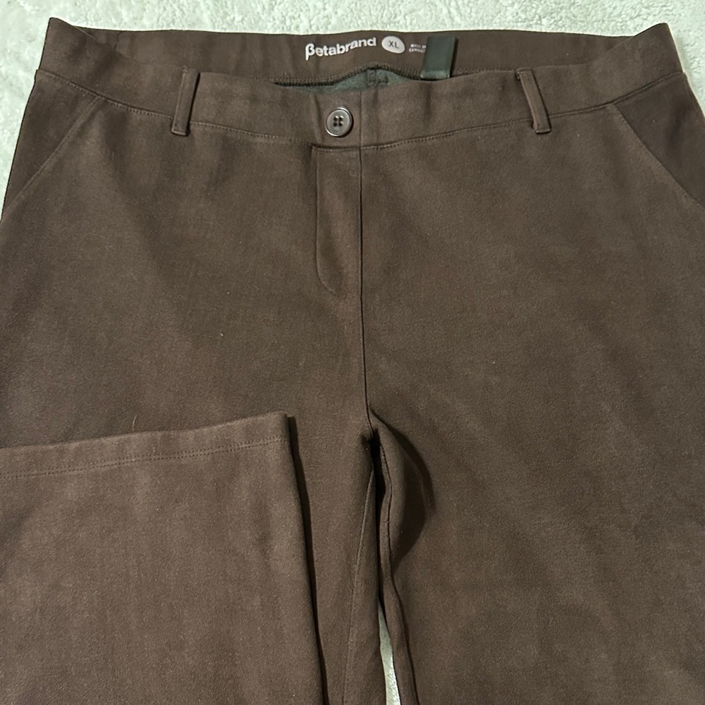 Betabrand Suede Dress Pany Yoga Pants in Brown